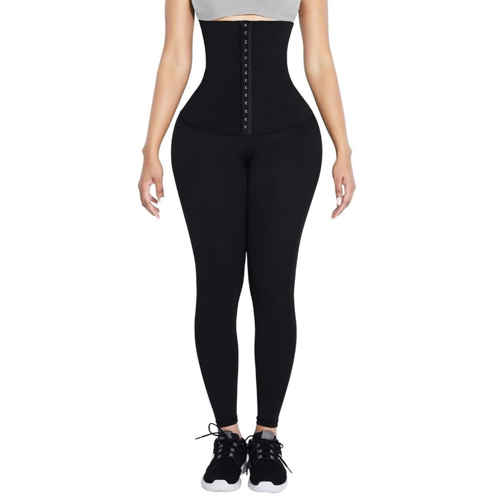 High-Waist Black Shaping Leggings with Waist Trainer
